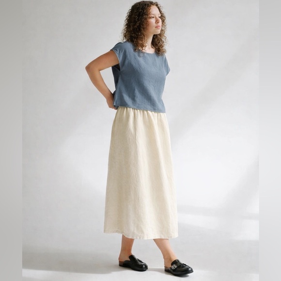 mooshoplinen Tops - Mooshoplinen MOO European Linen Handmade ALICE tank top Dusty Blue Size Small